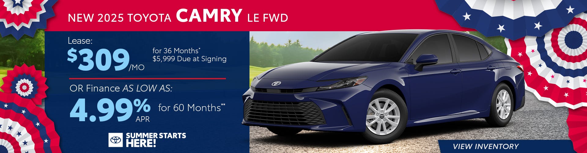New 2025 Toyota Camry Lease For $309
