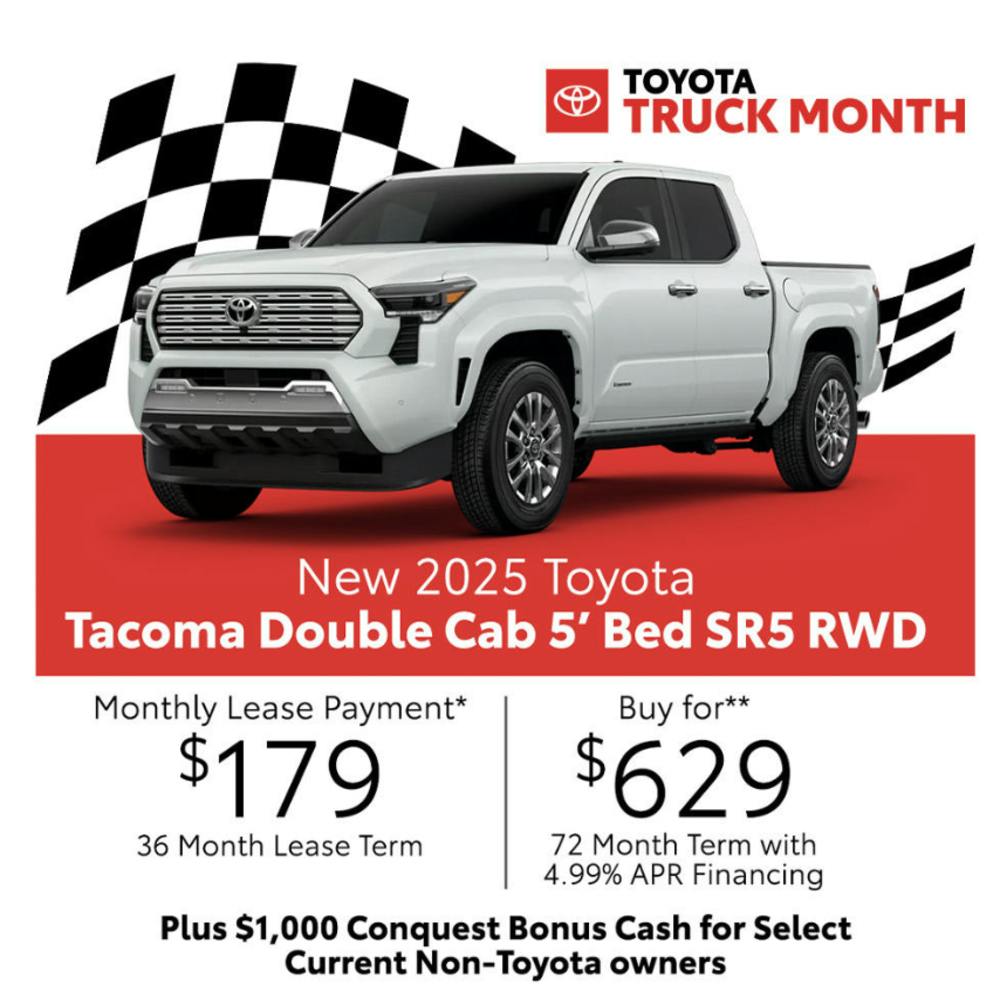 New 2025 Toyota Tacoma Double Cab 5′ Bed SR5 RWD | Daytona Toyota