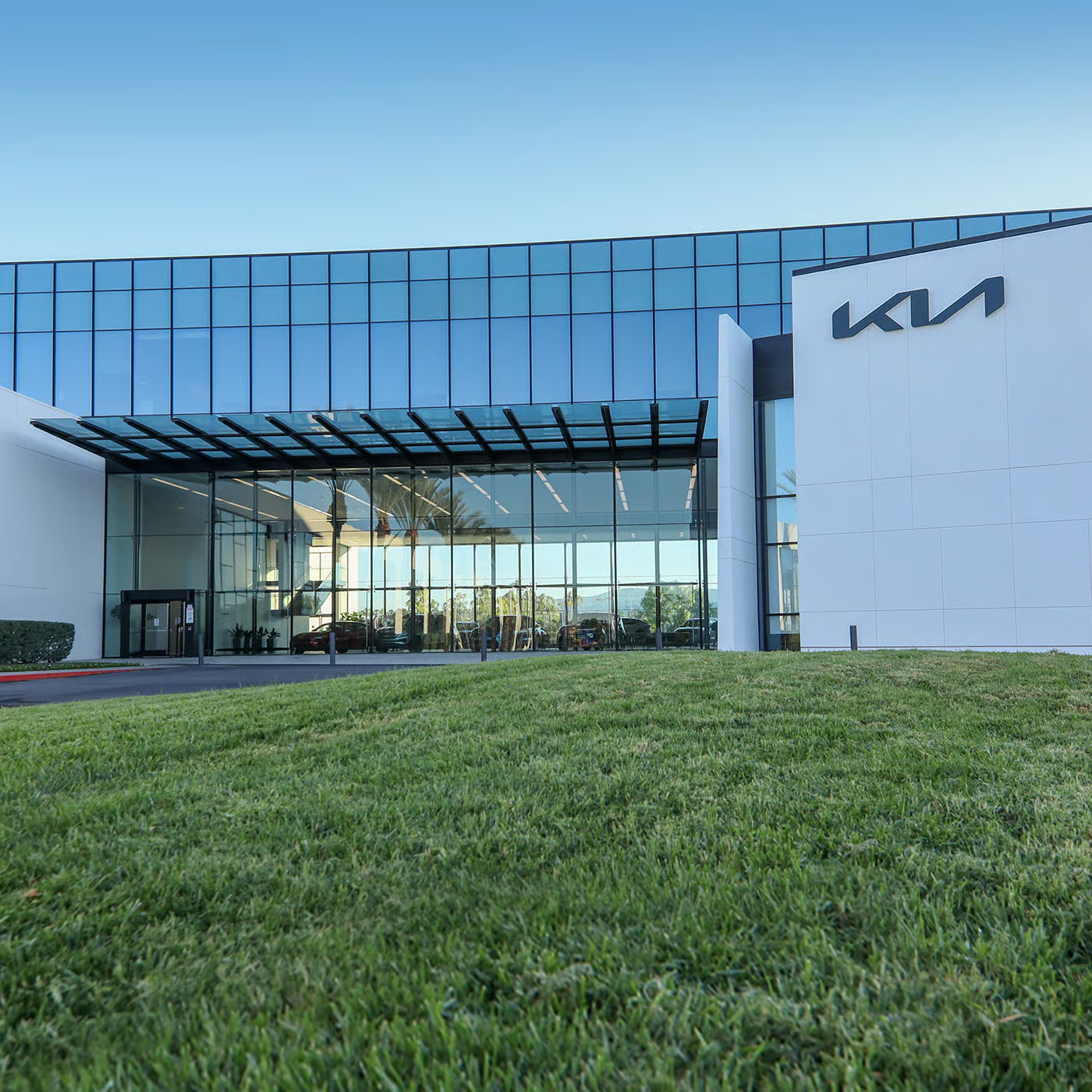 Kia vehicles displayed against a scenic landscape