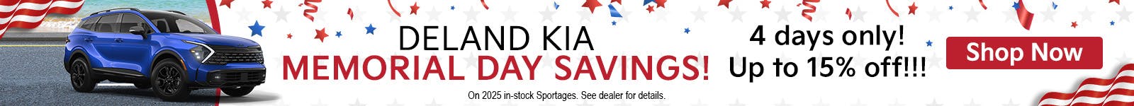 Memorial Day – 4 Day Savings