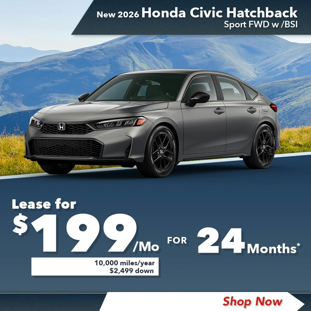 New 2026 Honda Civic Hatchback Sport FWD w /BSI | Diehl Honda of Massillon