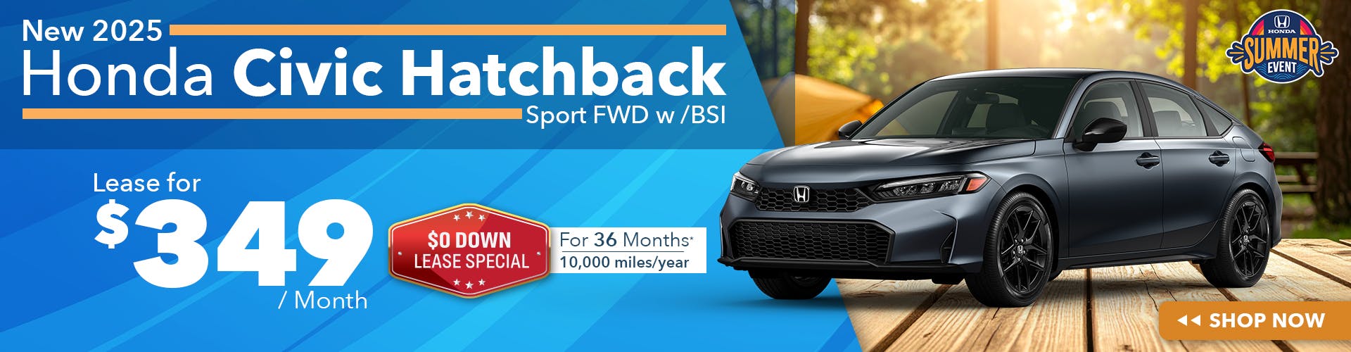 New 2025 Honda Civic Hatchback Sport FWD w /BSI