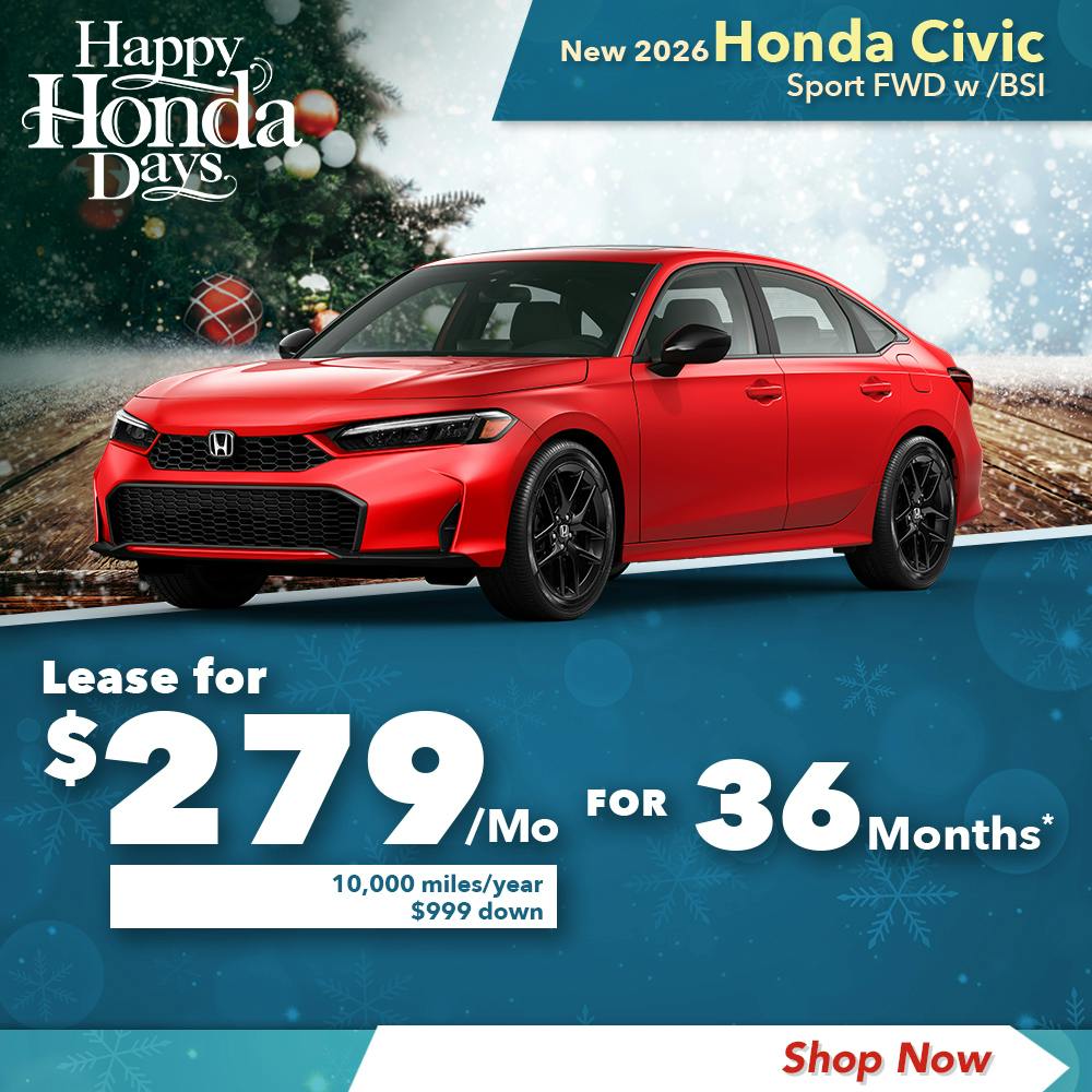 New 2026 Honda Civic Sport FWD w /BSI | Diehl Honda of Massillon
