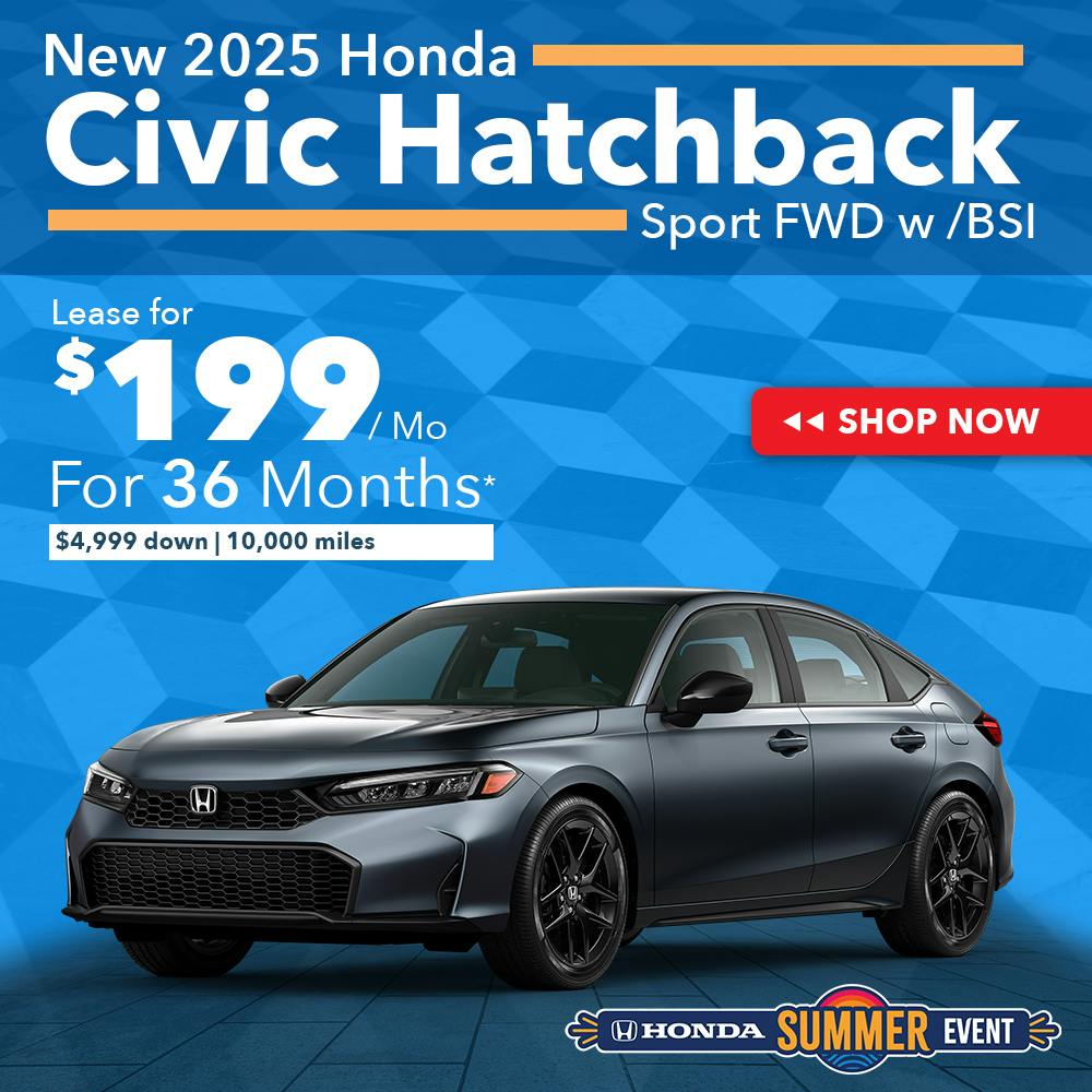 New 2025 Honda Civic Hatchback Sport FWD w /BSI | Diehl Honda of Massillon