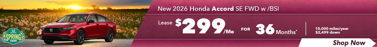 New 2026 Honda Accord SE FWD  w /BSI