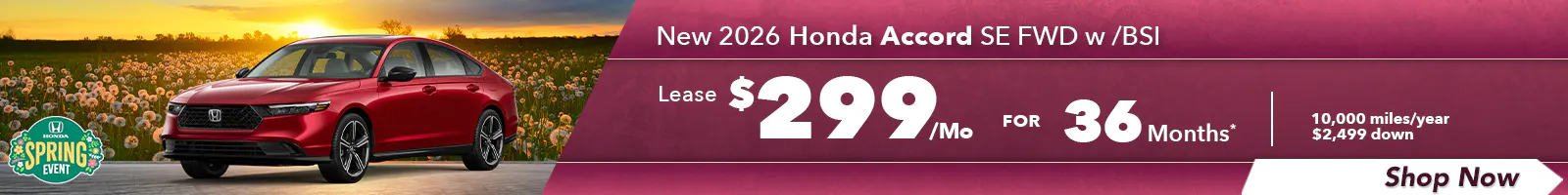 New 2026 Honda Accord SE FWD  w /BSI