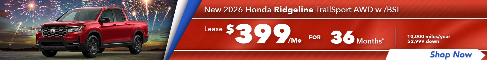 New 2026 Honda Ridgeline TrailSport AWD w /BSI
