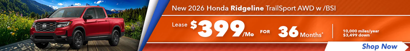 New 2026 Honda Ridgeline TrailSport AWD w /BSI