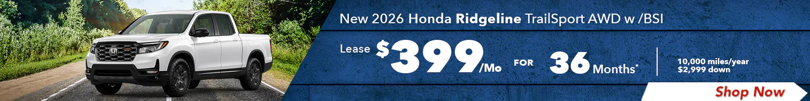 New 2026 Honda Ridgeline TrailSport AWD w /BSI