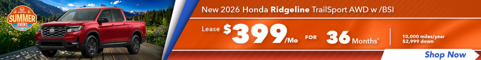 New 2026 Honda Ridgeline TrailSport AWD w/ BSI