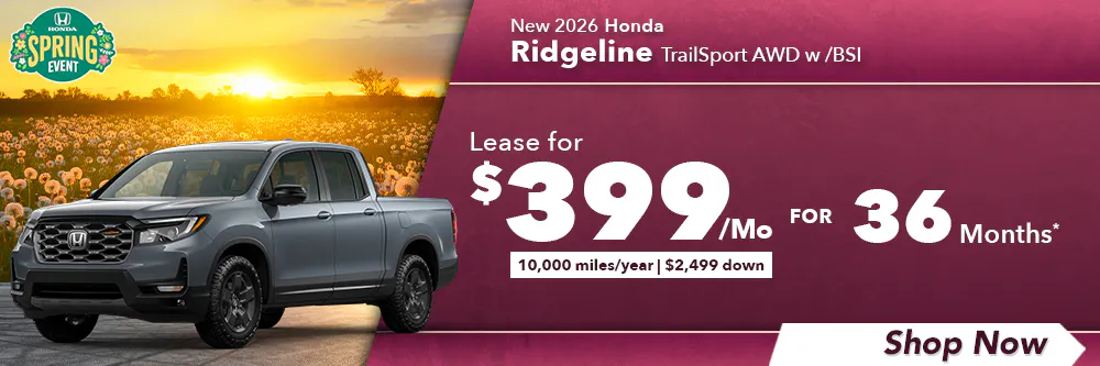 New 2026 Honda Ridgeline TrailSport AWD w /BSI | Diehl Honda of Massillon