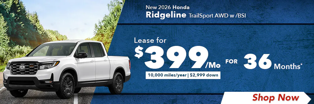New 2026 Honda Ridgeline TrailSport AWD w /BSI | Diehl Honda of Massillon