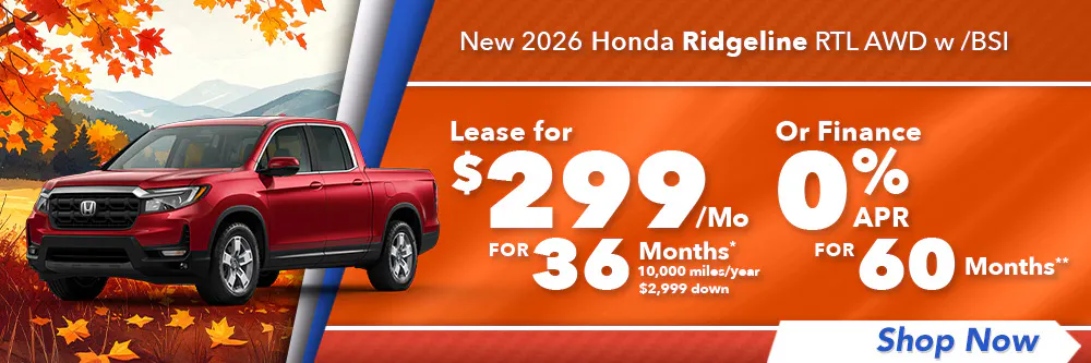 New 2026 Honda Ridgeline RTL AWD w/ BSI | Diehl Honda of Massillon
