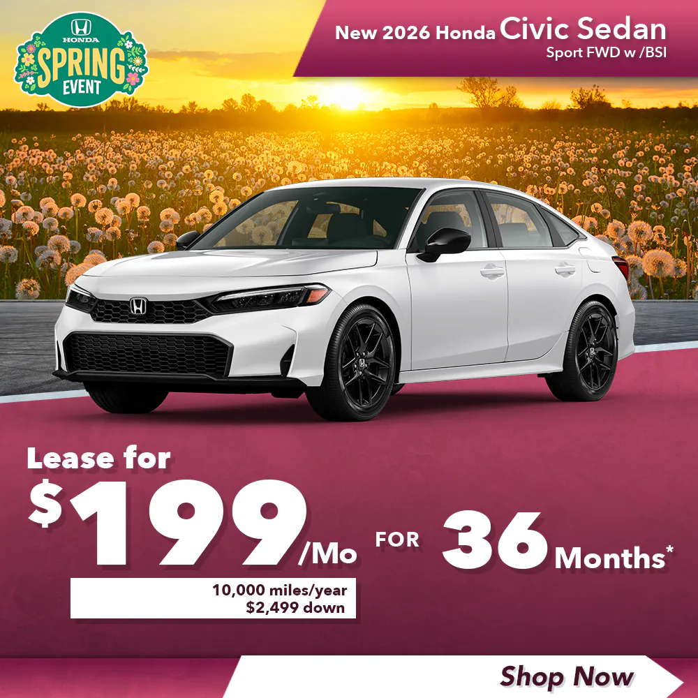 New 2026 Honda Civic Sedan Sport FWD w /BSI | Diehl Honda of Massillon