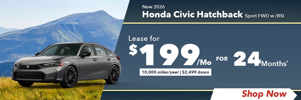 New 2026 Honda Civic Hatchback Sport FWD w /BSI | Diehl Honda of Massillon