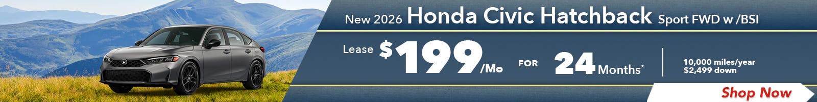 New 2026 Honda Civic Hatchback Sport FWD w /BSI
