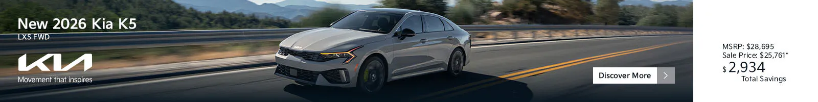 New 2026 Kia K5 LXS FWD