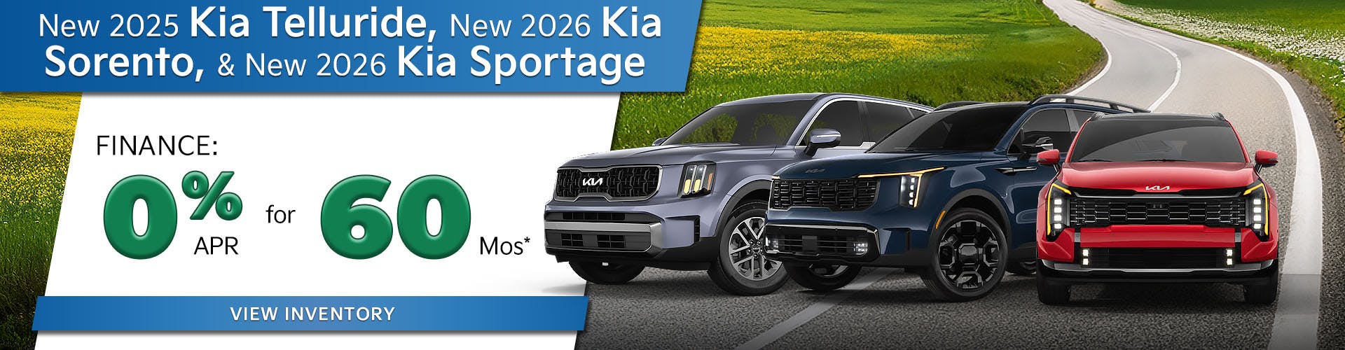 New 2025 Kia Telluride, New 2026 Kia Sorento, New 2026 Kia Sportage