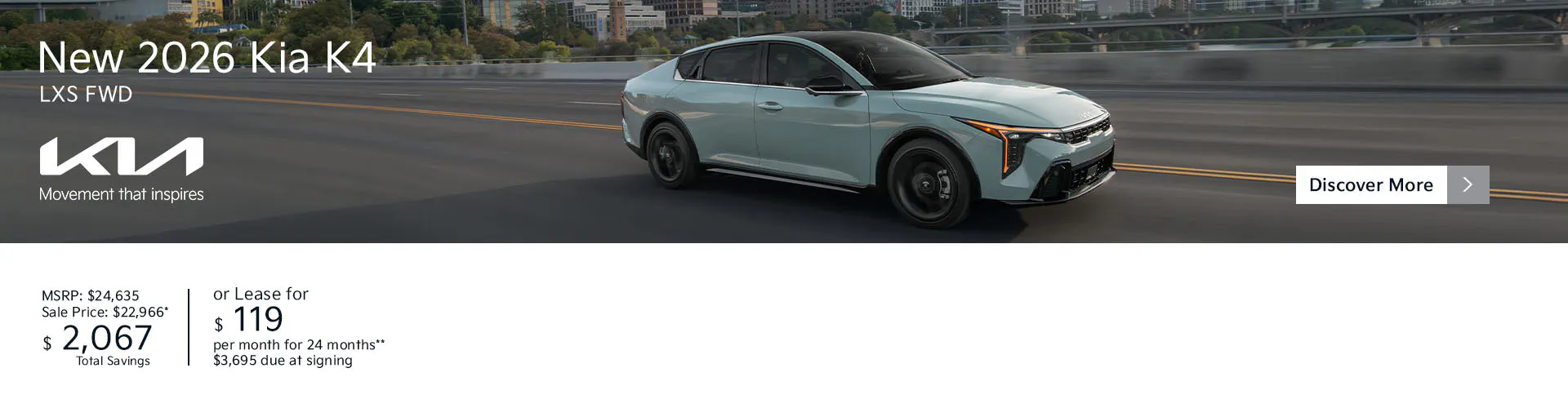New 2026 Kia K4 LXS FWD