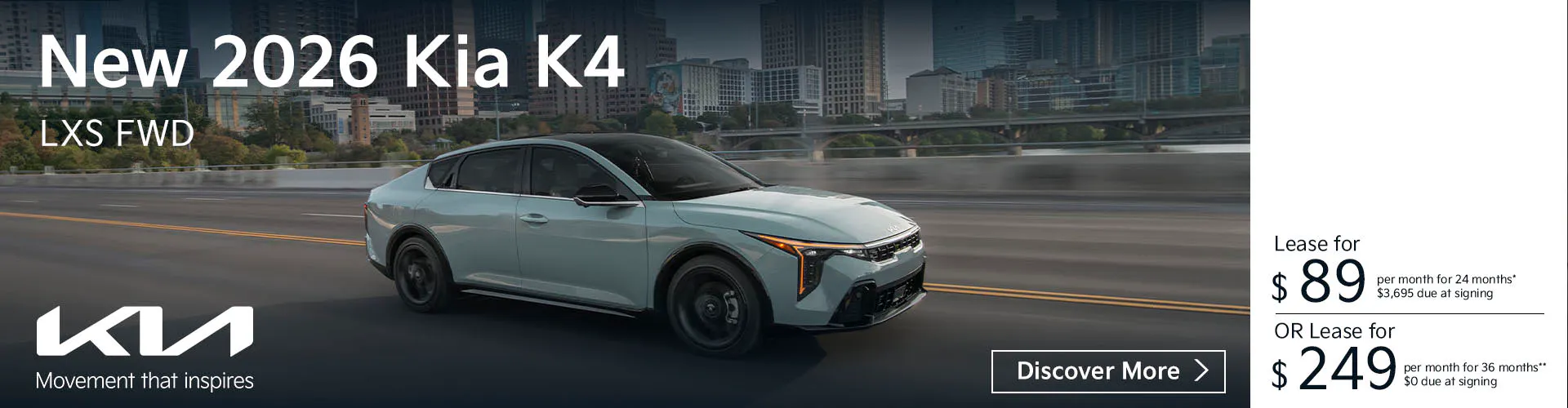 New 2026 Kia K4 LXS FWD