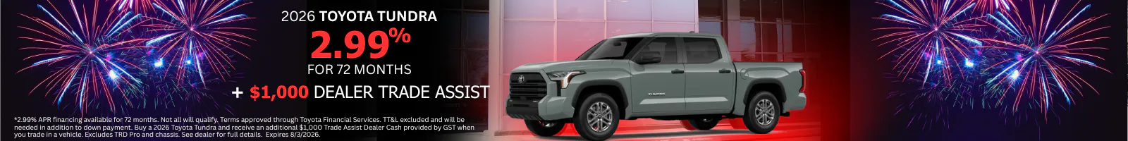 2026 Toyota Tundra 2.99 for 72 Months