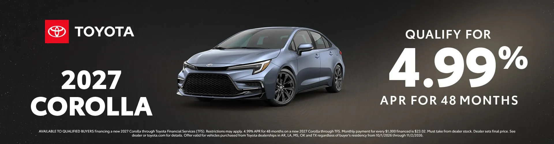 October 2026 GST Corolla APR