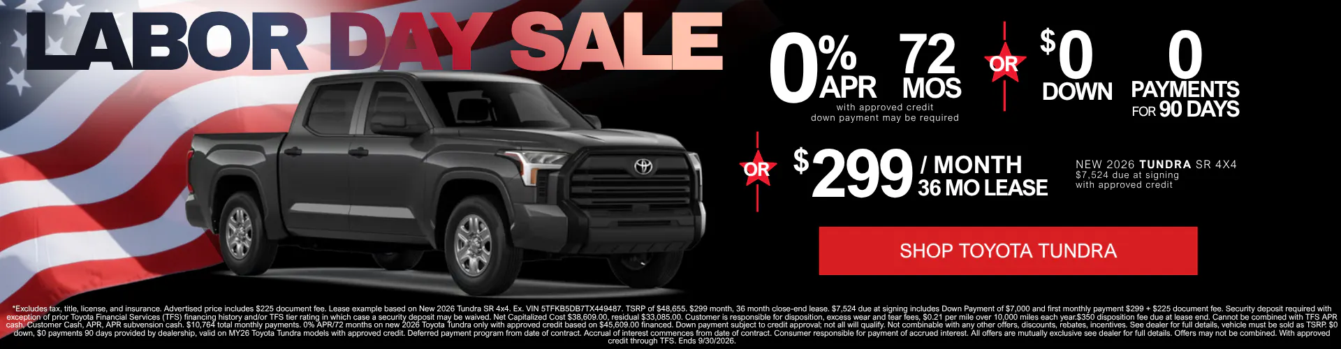 September 2026 Tundra 0 APR