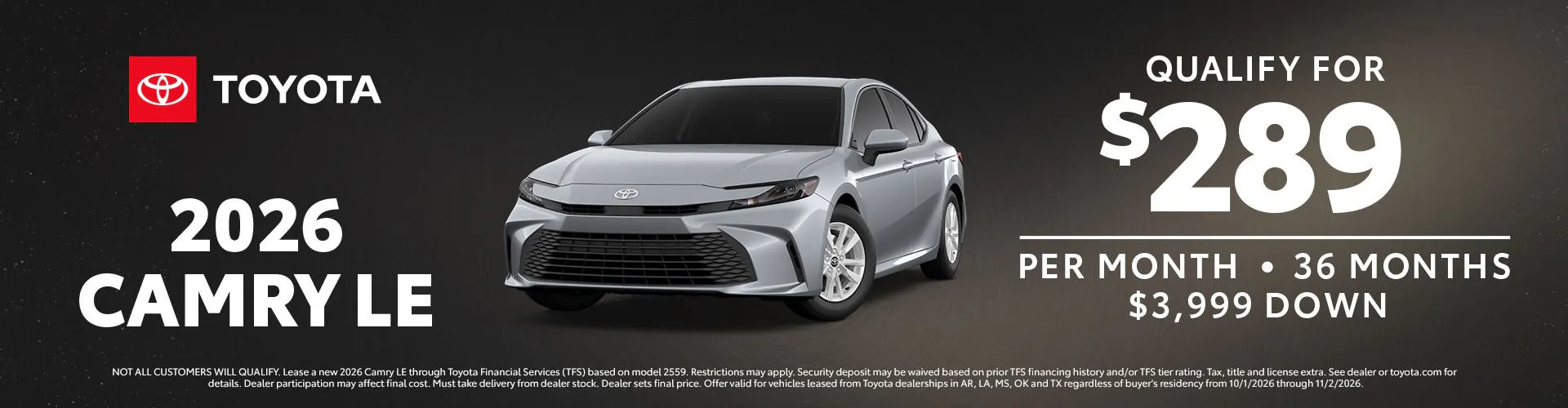 October 2026 GST Camry Lease