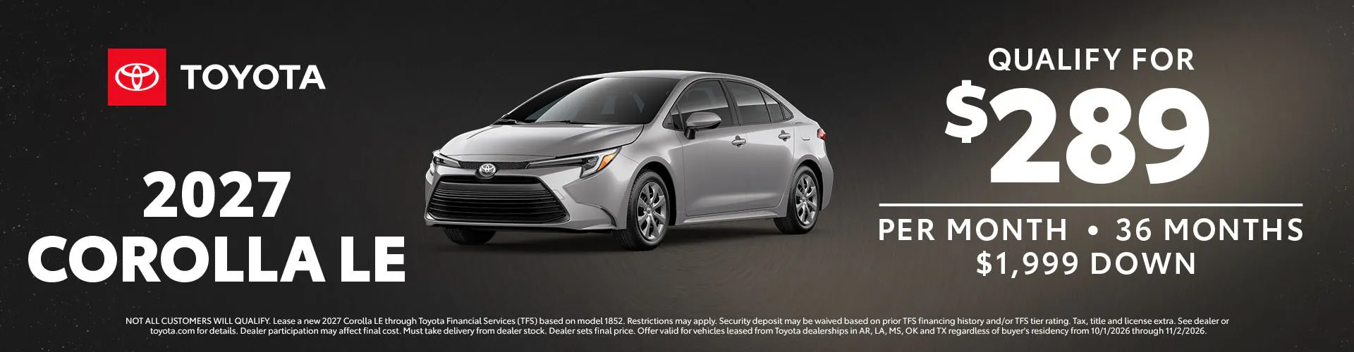 October 2026 GST Corolla APR