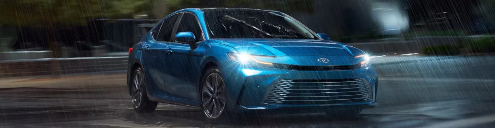 Blue 2026 Toyota Camry in the Rain