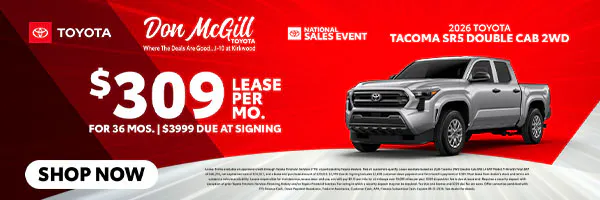 Lease 2026 Tacoma SR5 Double Cab – $309/Month for 36 months | Don McGill Toyota