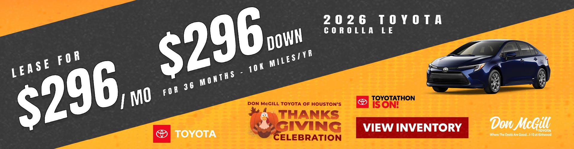 2026 Corolla LE Toyotathon Sales Event