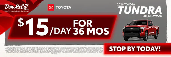 Lease 2026 Tundra SR5 CrewMax – $15/day for 36 months | Don McGill Toyota