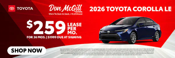 Lease 2026 Corolla LE – $259/Month for 36 months | Don McGill Toyota