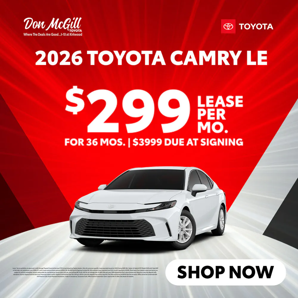 Lease 2026 Camry LE – $299/Month for 36 months