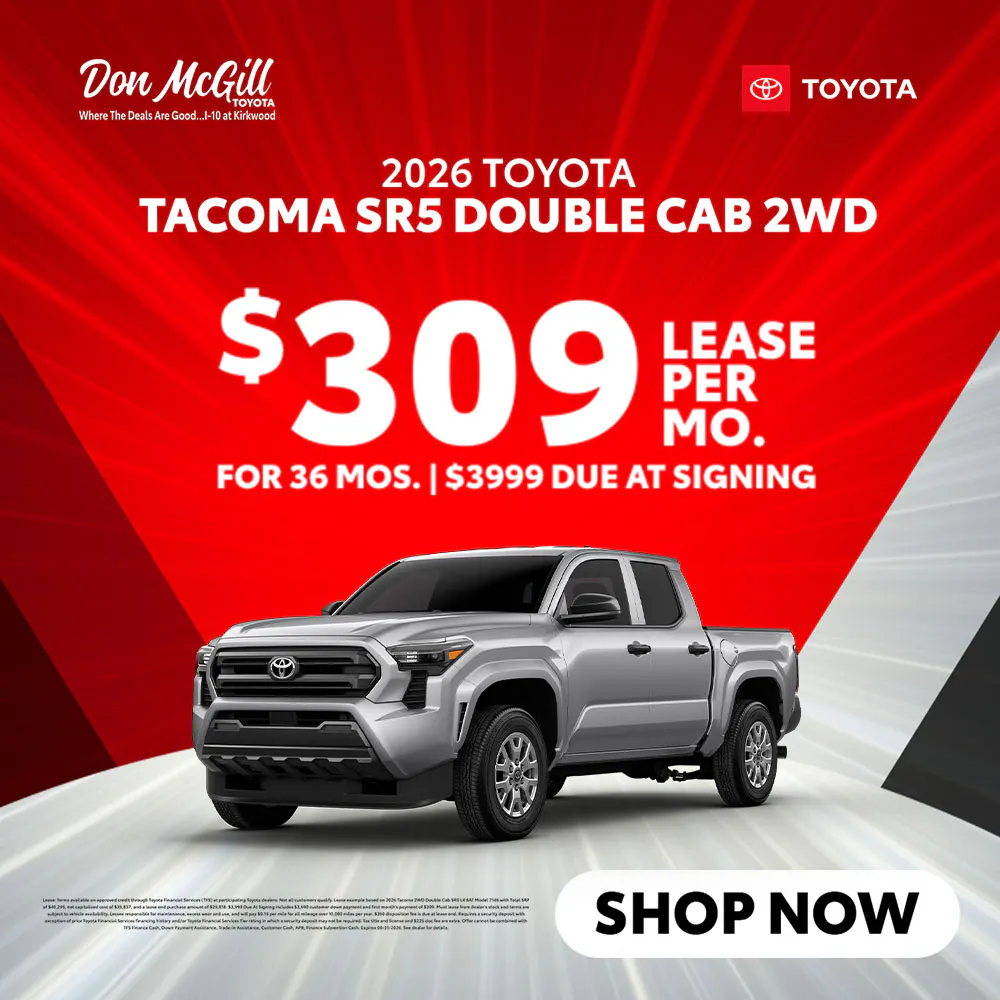 Lease 2026 Tacoma SR5 Double Cab – $309/Month for 36 months