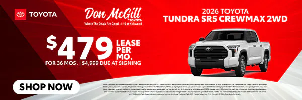 Lease 2026 Tundra SR5 CrewMax – $479/Month for 36 months | Don McGill Toyota