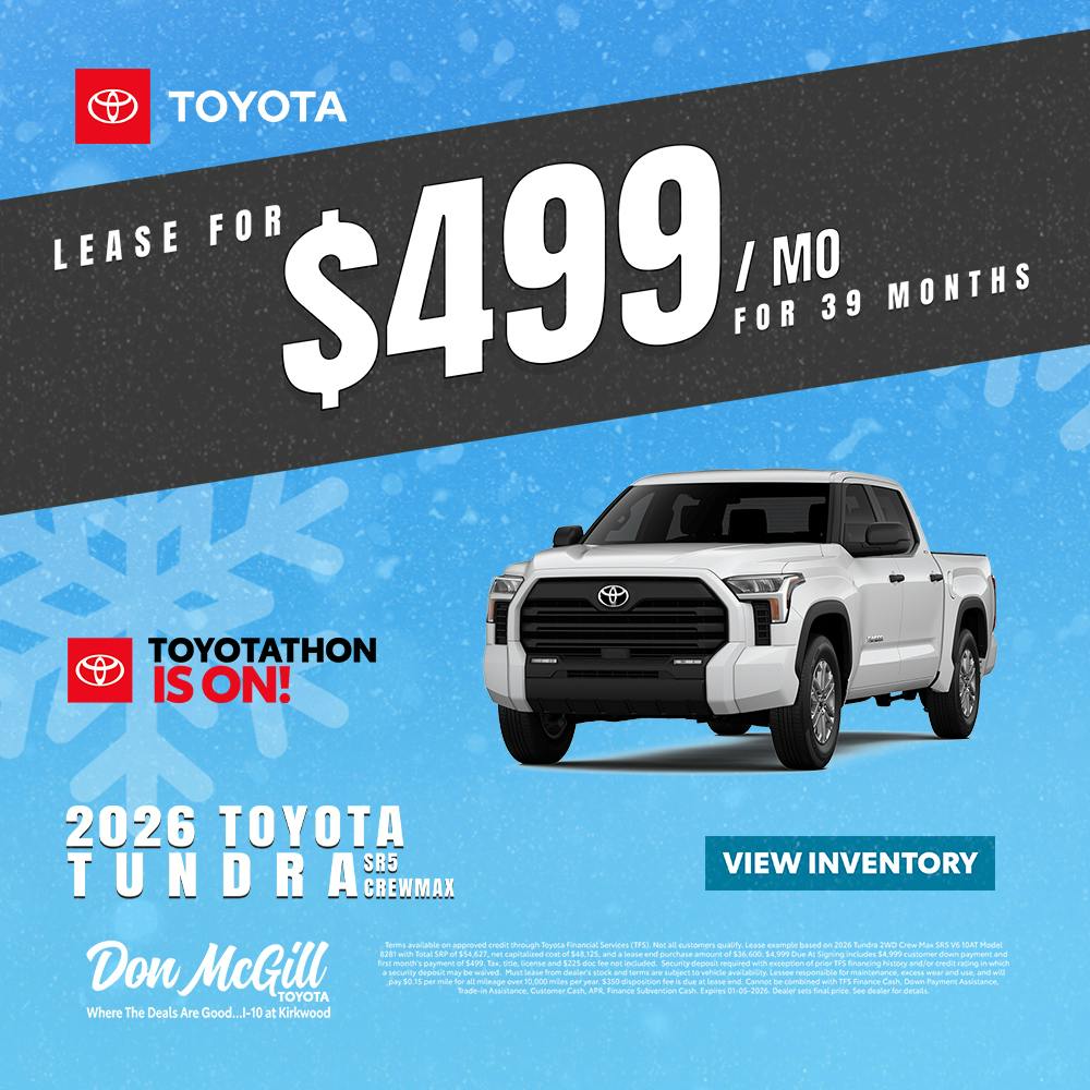2026 Tundra SR5 Crewmax Toyotathon Sales Event | Don McGill Toyota