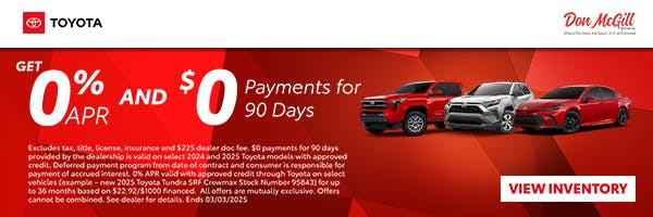 Get 0% APR & $0 Payments for 90 Days | Don McGill Toyota