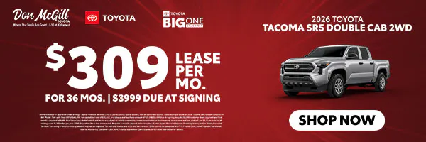 Lease 2026 Tacoma SR5 Double Cab – $309/Month for 36 months | Don McGill Toyota