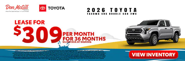 Lease 2026 Tacoma SR5 Double Cab – $309/Month for 36 months | Don McGill Toyota