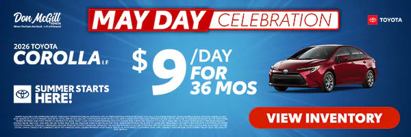 Lease 2026 Corolla LE – $9/day for 36 months | Don McGill Toyota