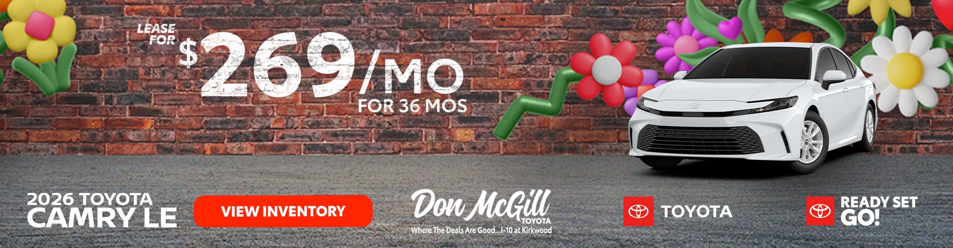 Lease 2026 Camry LE – $269/month for 36 months