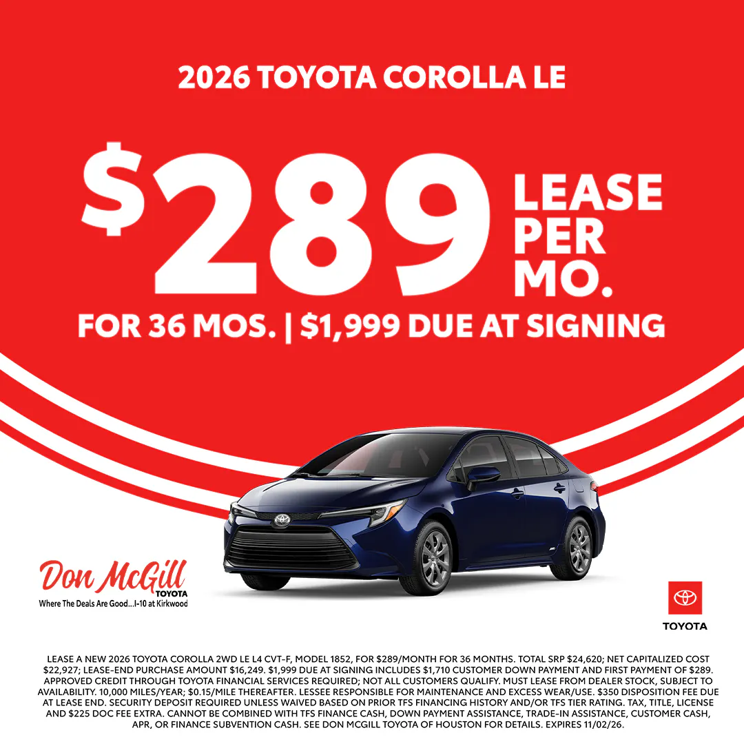 Lease 2026 Corolla LE – $289/Month for 36 months