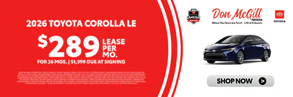 Lease 2026 Corolla LE – $289/Month for 36 months | Don McGill Toyota