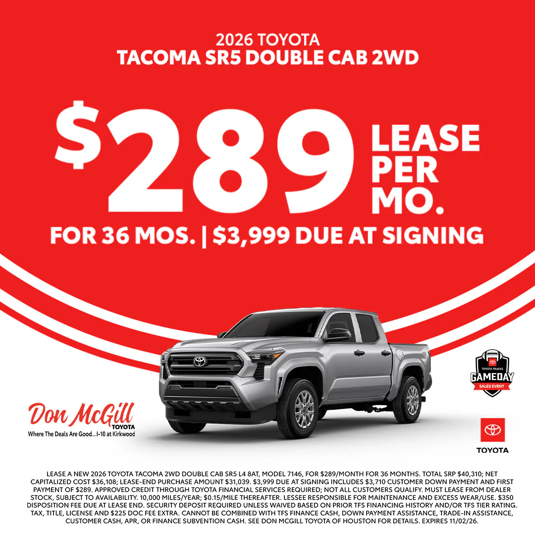 Lease 2026 Tacoma SR5 Double Cab – $289/Month for 36 months