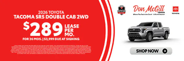 Lease 2026 Tacoma SR5 Double Cab – $289/Month for 36 months | Don McGill Toyota