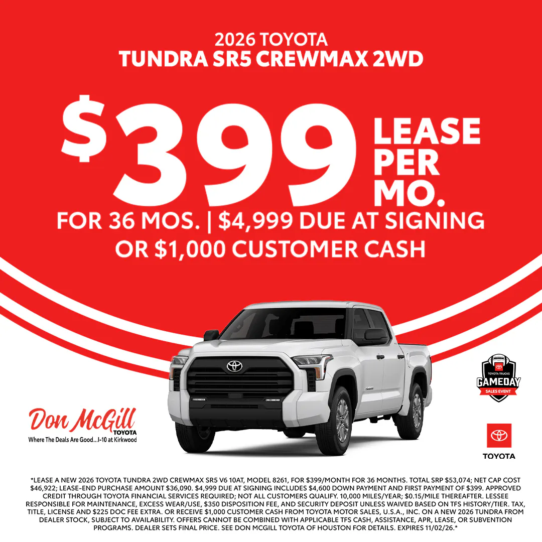 Lease 2026 Tundra SR5 CrewMax – $399/Month for 36 months