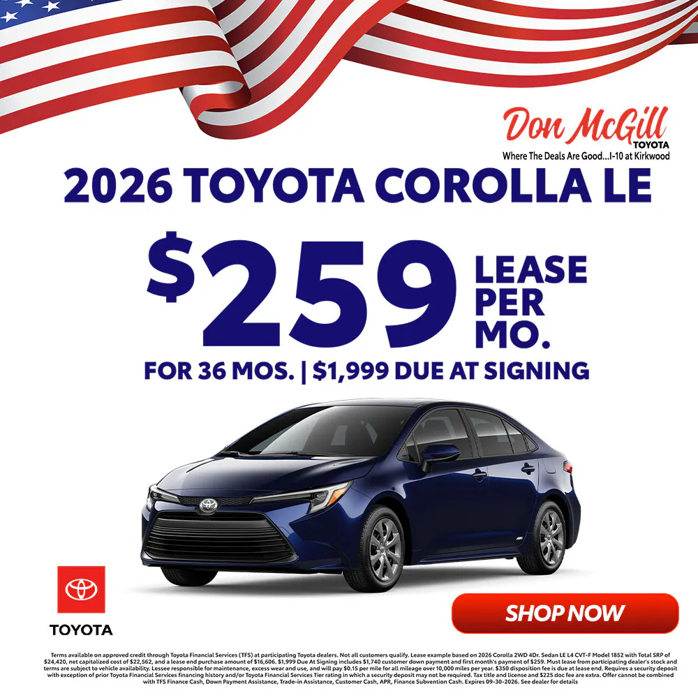 Lease 2026 Corolla LE – $259/Month for 36 months