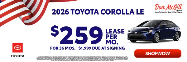 Lease 2026 Corolla LE – $259/Month for 36 months | Don McGill Toyota